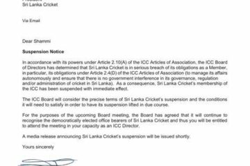 ICC Sri Lanka Cricket Suspended
